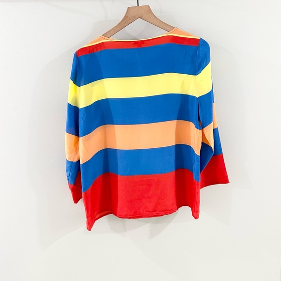 J. Crew Multi Color Striped Silk Blouse Size 12 - Picture 8 of 8
